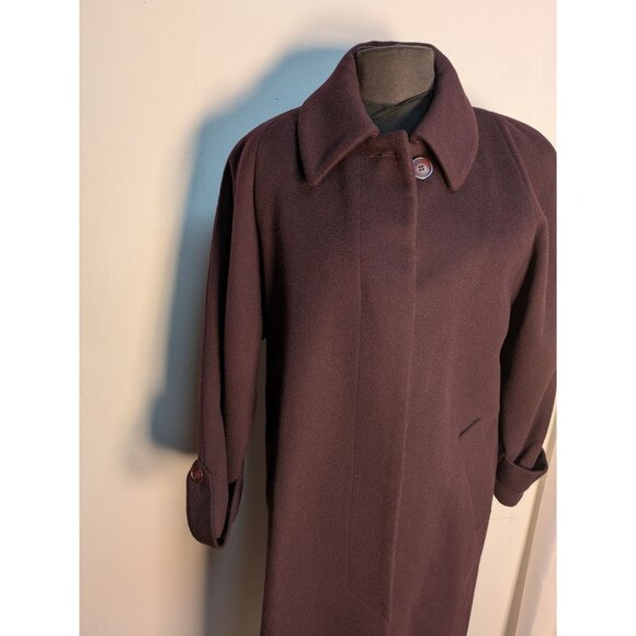 Vintage Burgundy Wool Overcoat Long Sleeve Single Button Closure, Size S - Picture 1 of 16